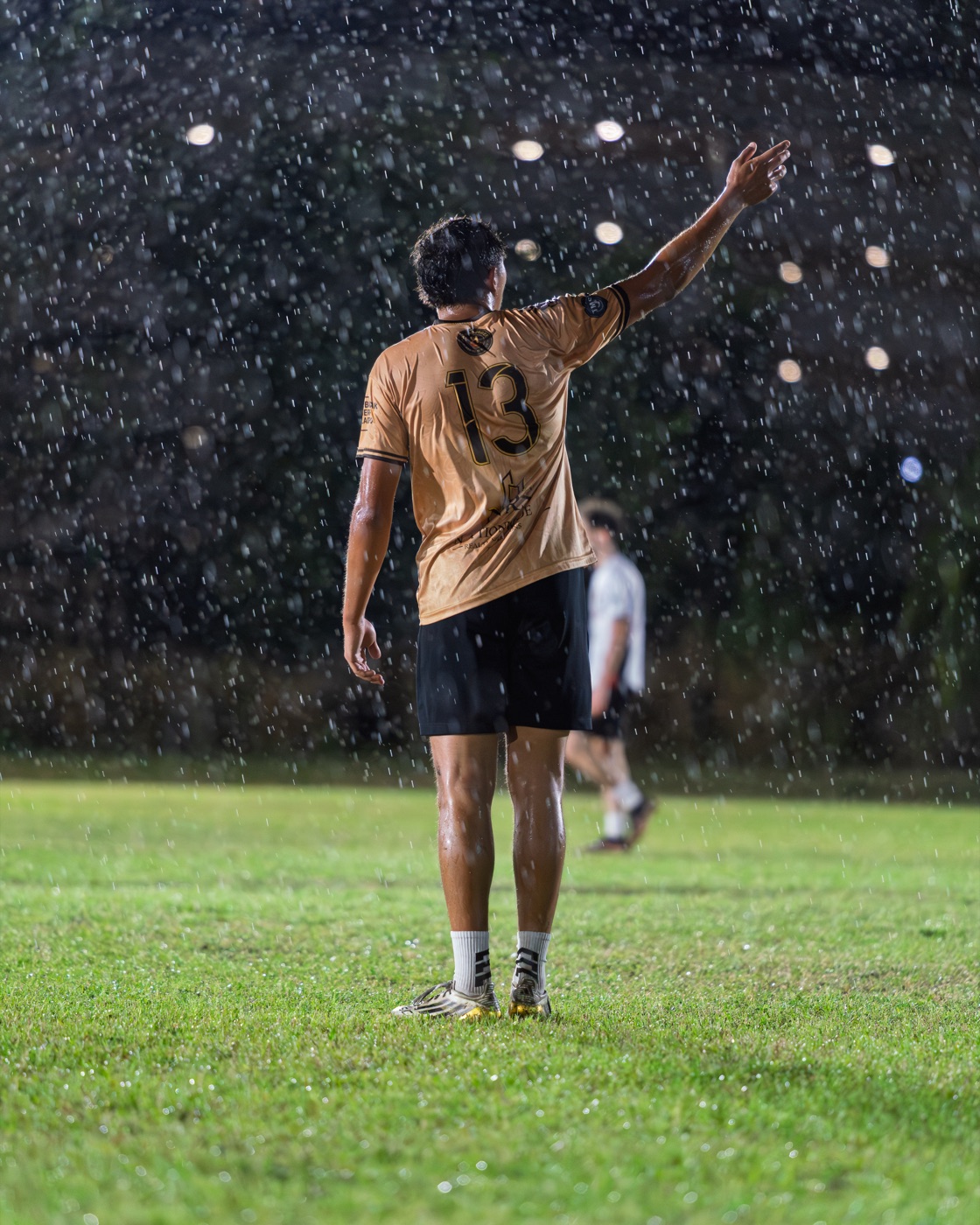 Player in the rain